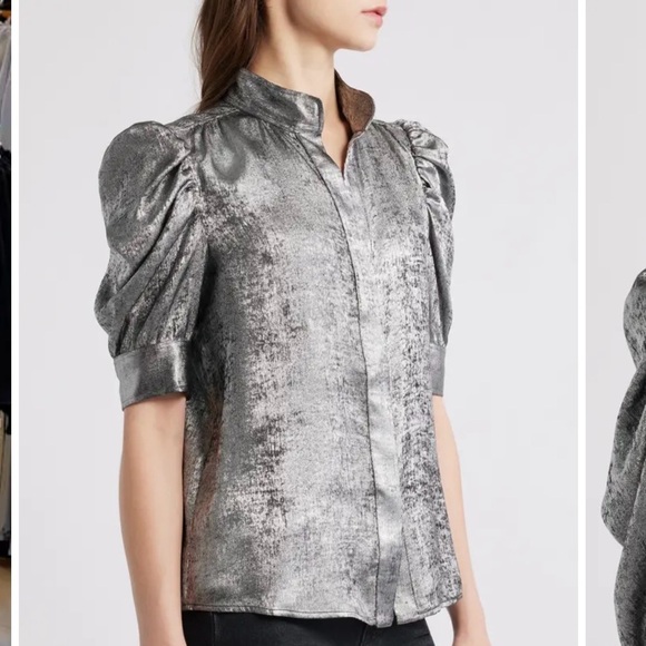 Frame Denim Tops - Frame Metallic Silver Women's blouse